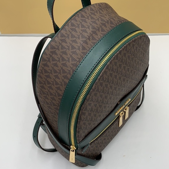 MICHAEL KORS KENLY MEDIUM BACKPACK Racing Green/ Brown signature color - Picture 7 of 16